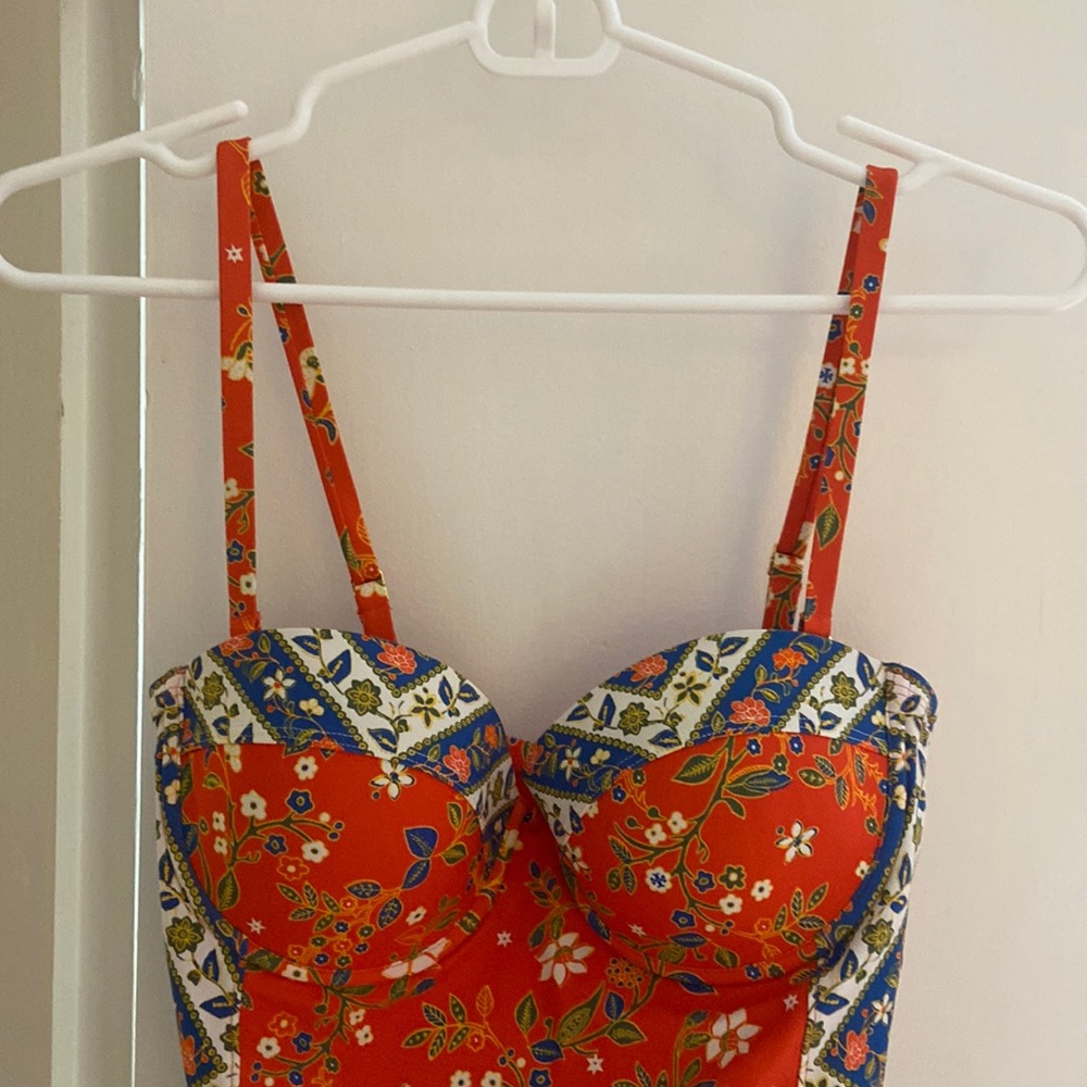 Tory Burch One Piece Swimsuit. Orange and Blue S/P